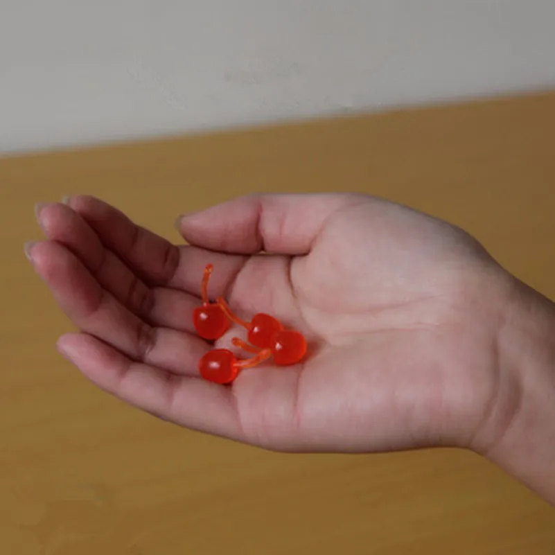 

Tanduzi 1000pcs Wholesale Cute Fake Cherry Simulation Food Artificial Fruit Cherry DIY Dollhouse Miniature Deco Parts PVC Crafts