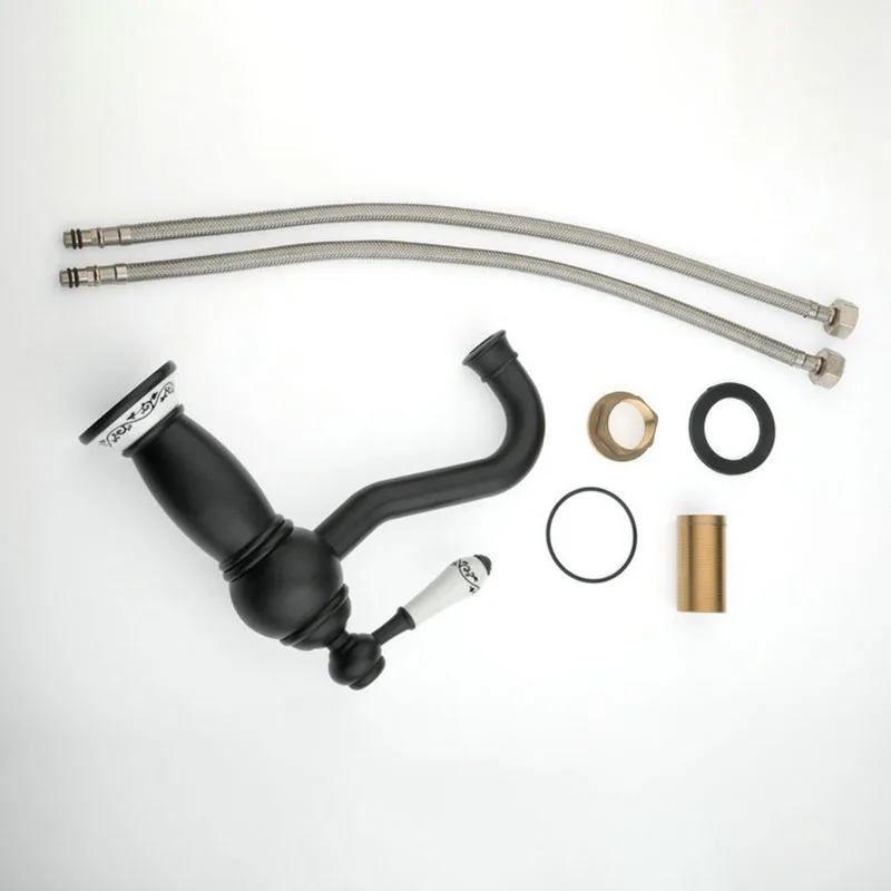 SRJ Bathroom Faucet Black Copper Waterfall Washbasin Tap Hot And Cold Water Tap Brass Antique Europe Style Basin Faucet  SRJ Bathroom Faucet Black Copper Waterfall Washbasin Tap Hot And Cold Water Tap Brass Antique Europe Style Basin Faucet