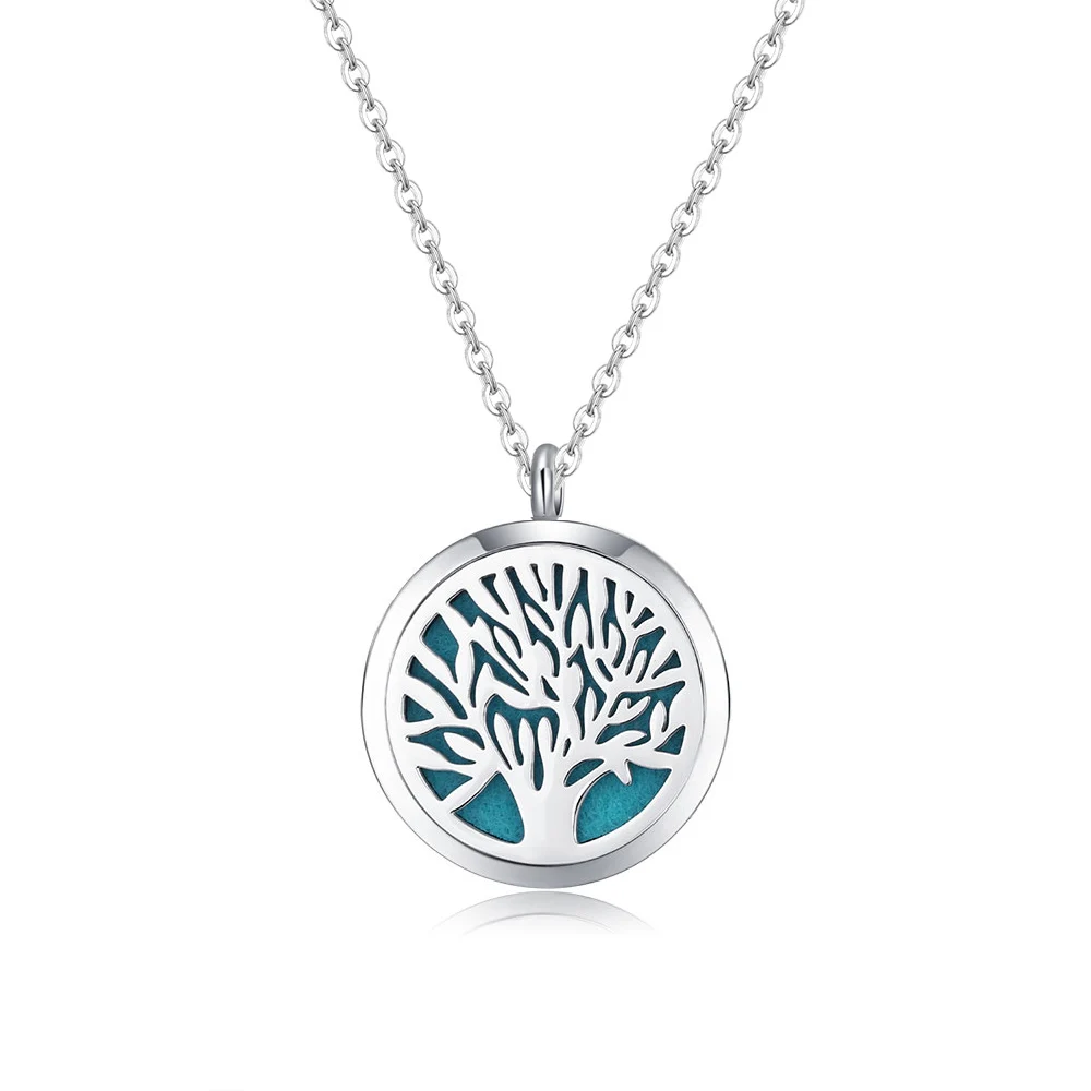 

Mesinya New Tree of Life (20 25 30mm) Aromatherapy Essential Oils 316L Stainless Steel Diffuser Locket pendant Necklace
