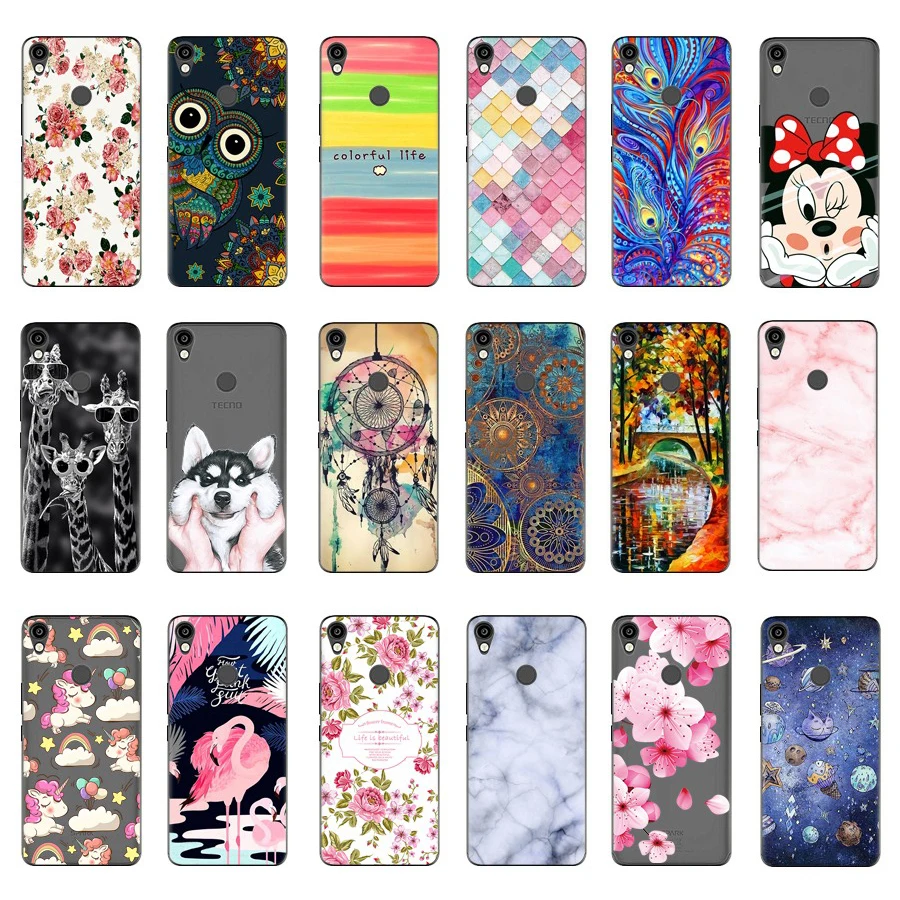 

TECNO KA7 / Spark2 Case 6.0" Silicone TPU Soft Back Cover Cartoon Marble Flower Shell for TECNO KA7 Spark 2 Phone Cases Fundas