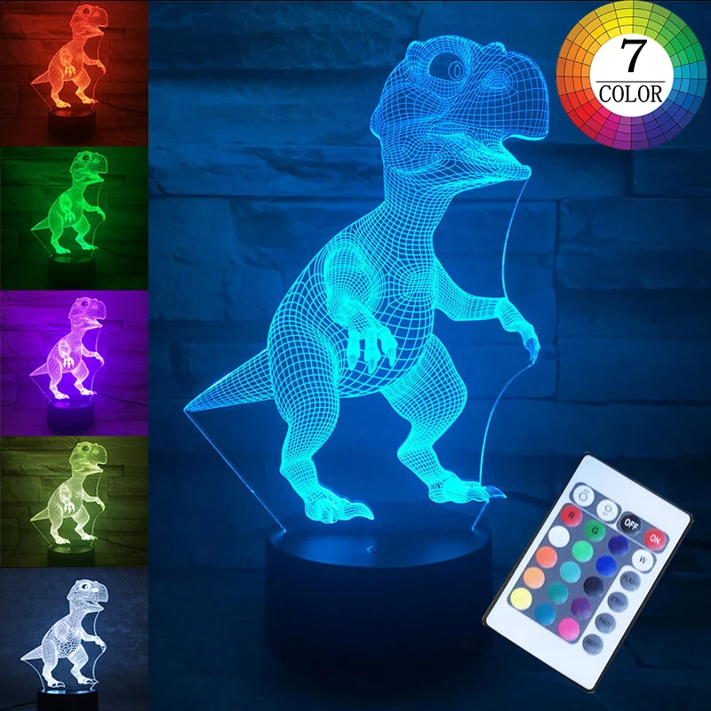 

3D Led Lamp Dinosaur Night Light 7 Color Bulb Decoration Animal Touch Sleeping Room New Year Boys Gifts Home Decoration G