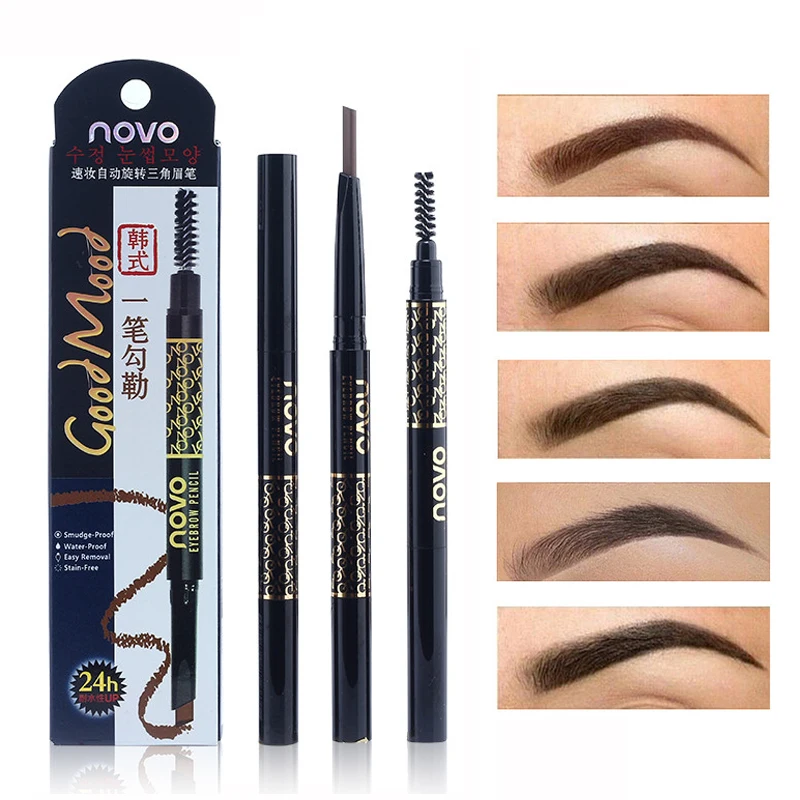 

NOVO Brand Makeup Eyebrow Enhancer Pencil Automatically rotate the triangular eyebrow pencil 5 Color Long-lasting Waterproof
