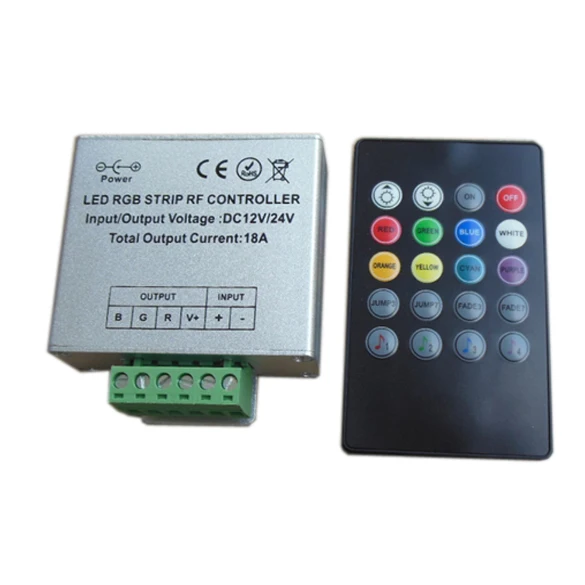 216 Вт DC12 24V музыкальный звук светодиодный контроллер с 3 каналами 18A 20key ИК пульт