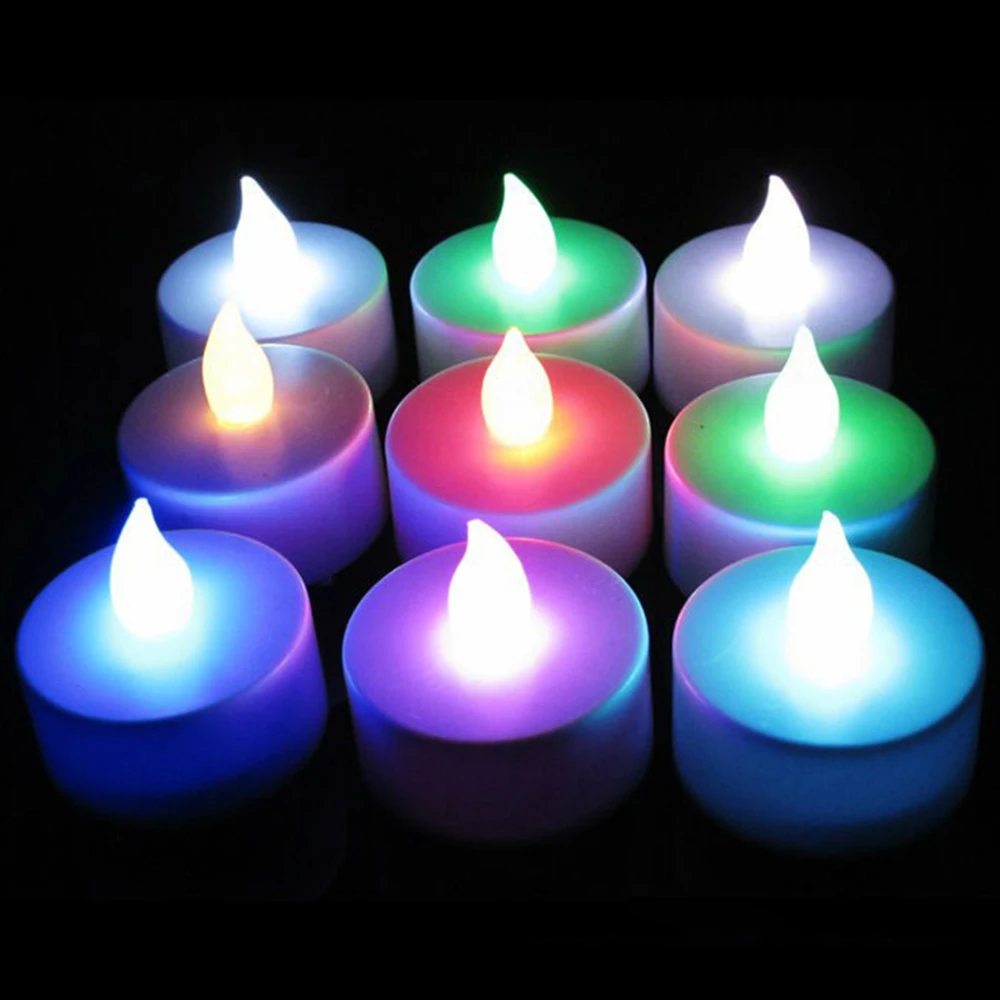 

5pcs LED Candle Tea Light Battery Powered Lamp Simulation Color Flame Flashing Home Wedding Birthday Party Decoration Candles