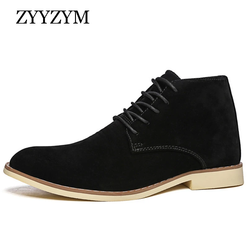 ZYYZYM Men Ankle Boots Autumn Casual Lace Men Shoes Booties Oxfords Fashion Flock Chelsea Boots Men High Top Shoes|Chelsea Boots| - AliExpress