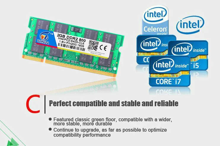 Оперативная память для ноутбука VEINEDA Sodimm DDR2 2 ГБ 4 ГБ 533 667 800 ddr2 для Intel amd mobo PC2-4200