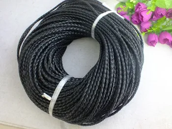 

FREE SHIPPING !!! A-4420 50m/lot 3mm Black Braided Leather Cord For Jewelry Making Cord