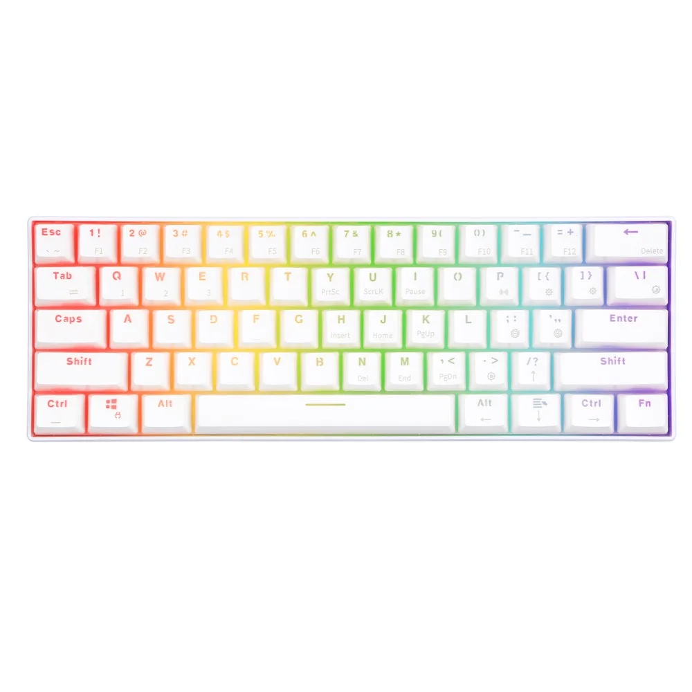  RK RK61 Mechanical Gaming White Keyboard Wireless Bluetooth 60% Keyboards 61 Keys RGB Backlit Backl