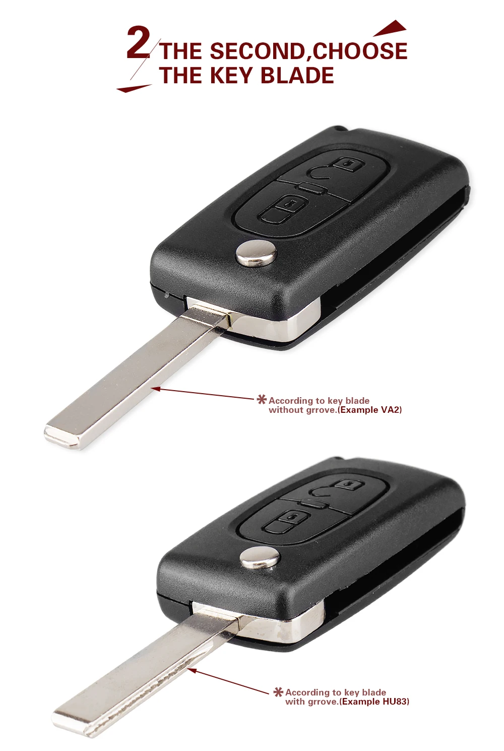 KEYYOU 2 przyciski Flip składany klucz Case puste powłoki dla Peugeot 107 207 307 307S 308 407 607 2BT -