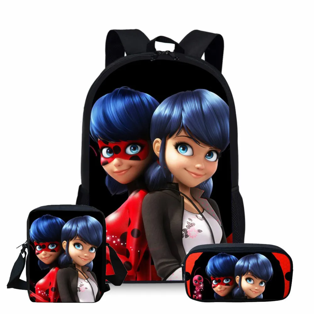 THIKIN 3 PCS/SET Ladybug Girl Cartoon Kids School Bag for Child Casual Book Bag Backpack Student Pen Pencil Bag Custom Mochila THIKIN 3 PCS/SET Ladybug Girl Cartoon Kids School Bag for Child Casual Book Bag Backpack Student Pen Pencil Bag Custom Mochila