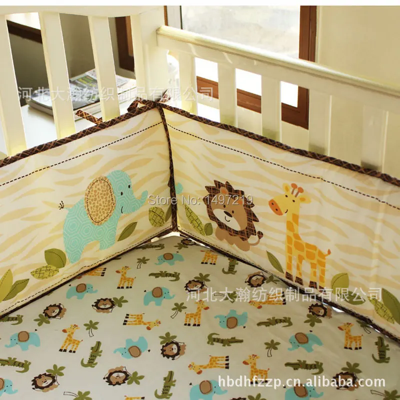 Baby Bedding Crib Set 4pcs Lion King Pattern With Fitted Sheet And