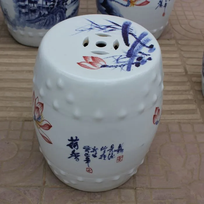 Jingdezhen Indoor ceramic Antique home drum porcelain garden stool Glazed hand painted round ceramic ceramic outdoor stool   (1)