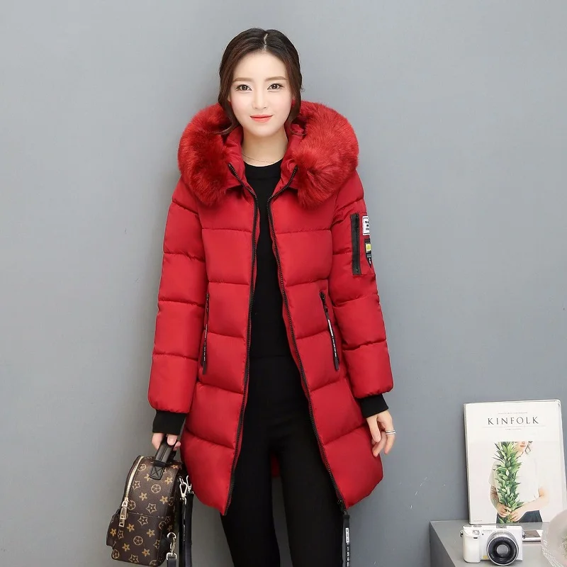 Femmes Capuche 2018 Femme Casual Parkas Manteau Outwear Manteaux Chaud Dames Slim D'hiver Coton Longue Vestes 1u5FcTlKJ3