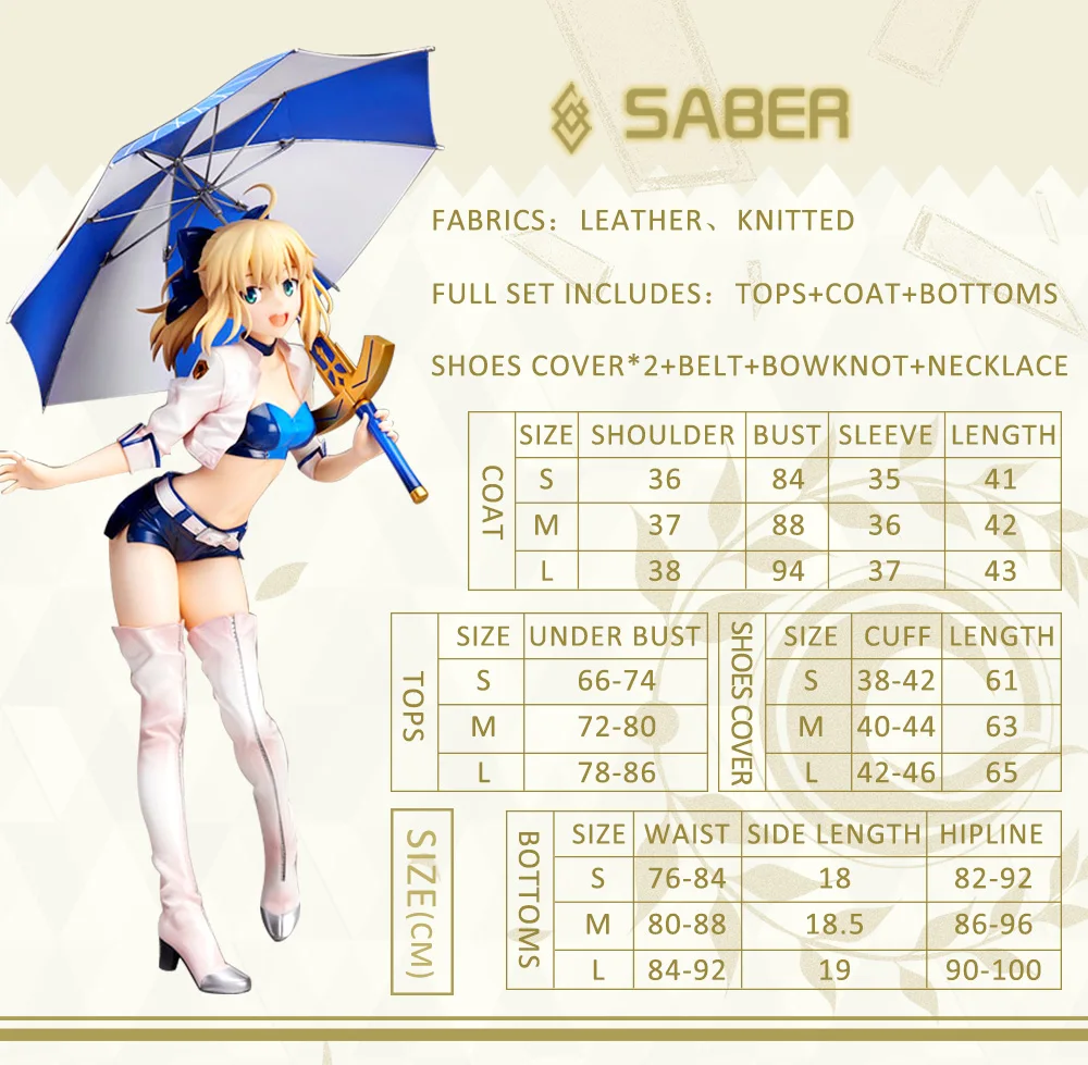 UWOWO Saber Cosplay Racing Girl Garage Kit Figure Ver. Fate Grand Order Cosplay Saber Fate Grand Order Costume Women