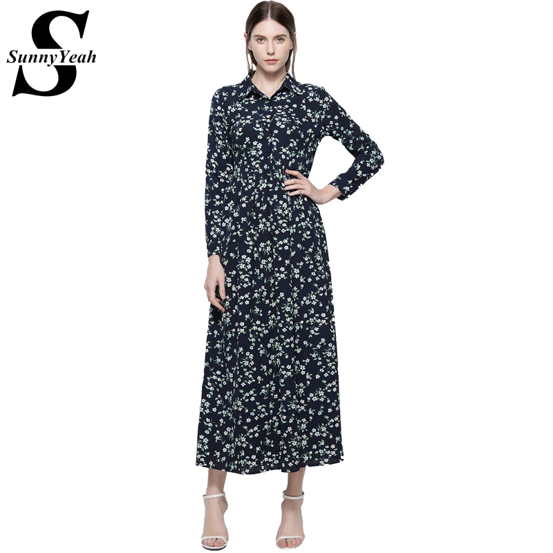SunnyYeah Vestidos 2017 Women Chiffon Floral Print Dress Autumn Long Sleeve Casual Bohemian Loose Long Maxi Dress Plus Size robe long-floral-maxi : image SunnyYeah Vestidos 2017 Women Chiffon Floral Print Dress Autumn Long Sleeve Casual Bohemian Loose Long Maxi Dress Plus Size robe long-floral-maxi