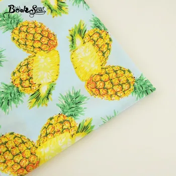 

Booksew 100% Cotton Poplin Fabric Pineapple Fruit Design Fat Quarter Quilting Cloth For Shirt Craft Dress Scrapbooking Patchwork