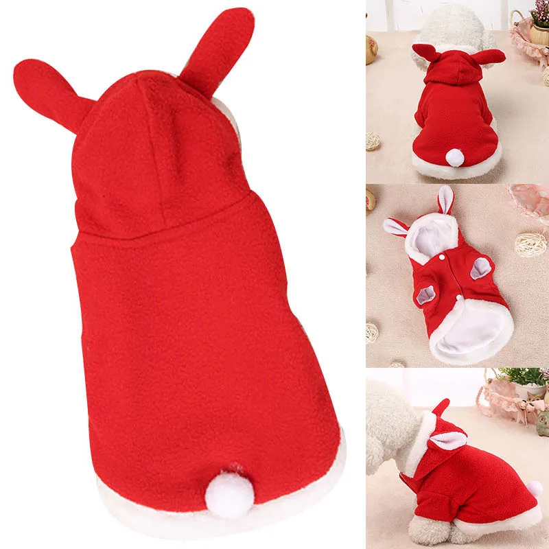 

Newly 2019 Pet Cat Clothes Costume Cute Rabbit Ears Hooded Coat Cat Puppy Fleece Warm Pet Outfit