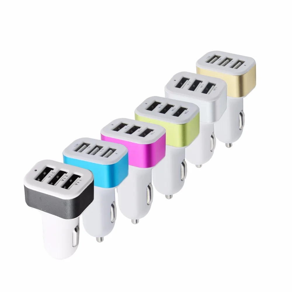 

Free Shipping 3 USB Car Phone Charger Fast Charging Mobile Phone Car-Charger Hot Sale