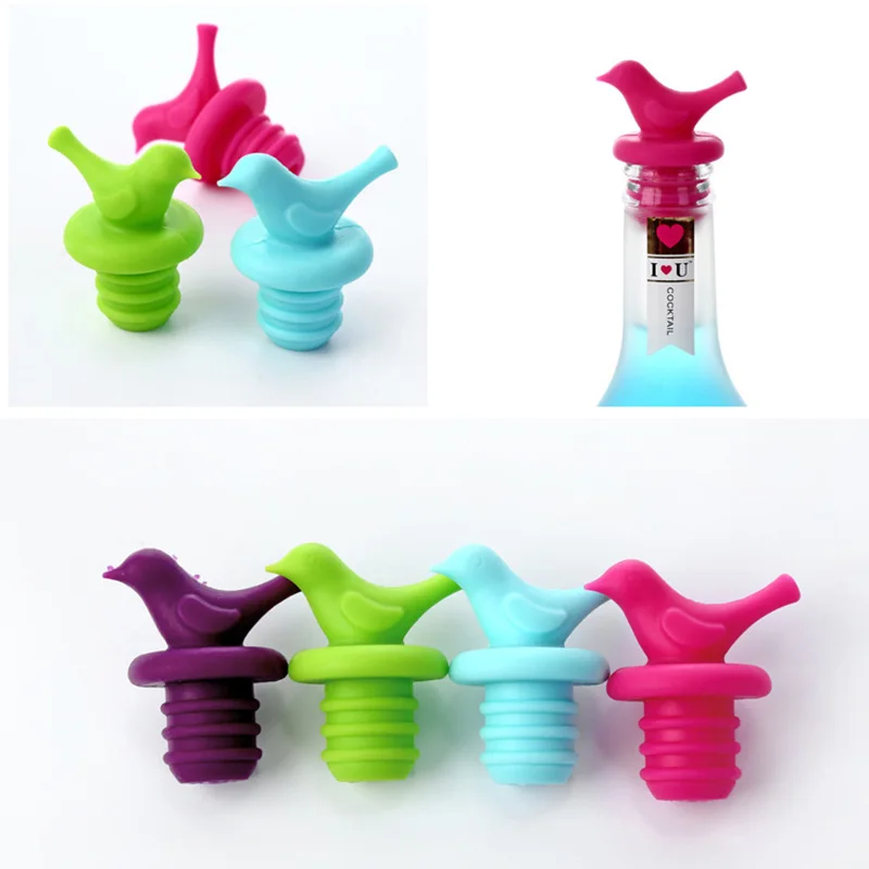 

Silica Gel Bird Wine Bottle Stopper Twist Cap Plug Environmentally Non-Toxic Reusable Vacuum Sealed Bottle Stopper Bar Tools