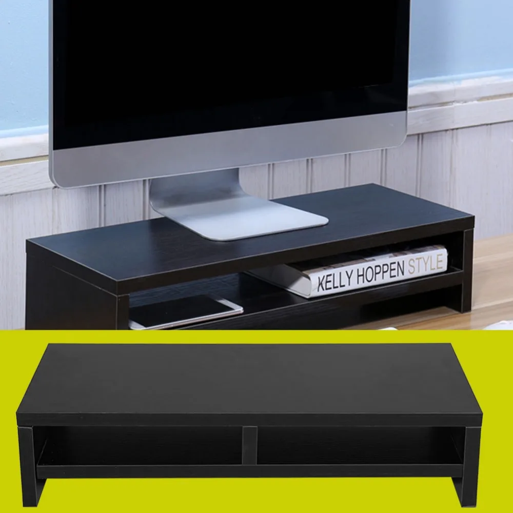 

TV Stand Monitor Stand Computer Screen Riser Computer Laptop TV Kit Spray Painting Wooden Desktop Laptop Stand Desk Holder Black