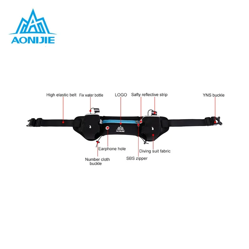 AONIJIE Беговая поясная сумка для спорта на открытом воздухе, пеших прогулок, гонок, тренажерного зала, фитнеса, легкий светоотражающий гидратационный пояс, бутылка для воды, набедренная сумка