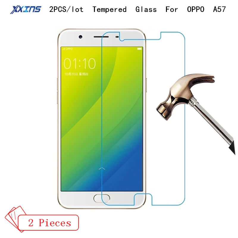 2PCS Tempered Glass For OPPO A57 9H Super Hardness Screen Protect Mobile Phone Toughened