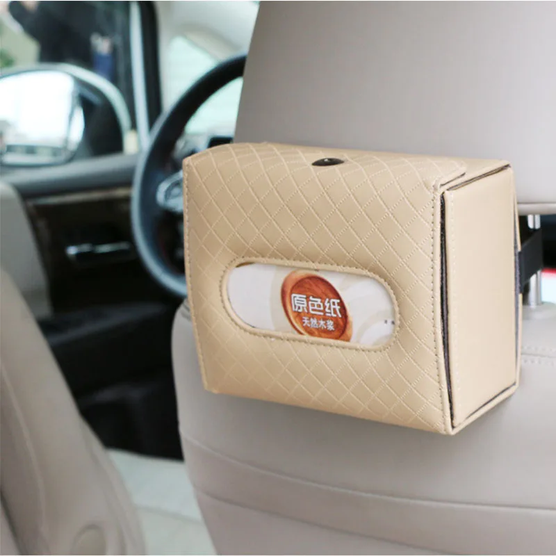 Складная коробка для салфеток автомобиля бумажная коробка для полотенец автомобиля складная коробка для салфеток товары для салона автомобиля - Название цвета: beige