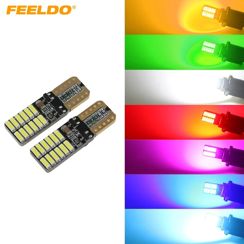 

30Pcs T10 194 168 W5W No Error 4014 24 LED 24SMD Canbus Car Side Lamp Wedge Light Bulb white Red Blue Yellow Green Pink Ice blue