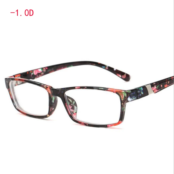Ретро квадратные очки для глаз готовые ноги цветка красный близорукость очки-100-150-200-250-300-350-400-450-500-550-600 - Цвет оправы: Myopia 100