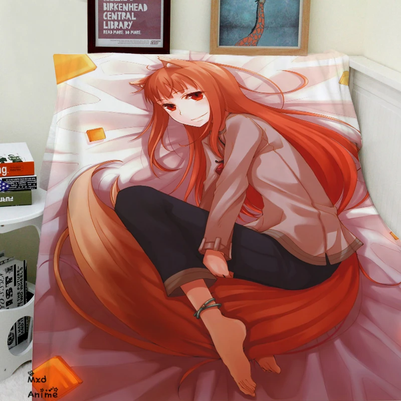 

Japanese Anime Spice and Wolf Soft Flannel Fleece Throw Blanket Decorative Plane Travel warm Throw Blankets for sofa otaku shop