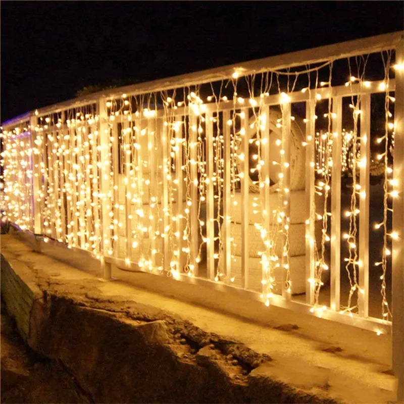 Светодиодный Шторы гирлянда сосульки светильник 3*1 м 120 светодиодный Рождественская гирлянда светодиодный фея вечерние сад сценический рельса крыши окна декоративный светильник