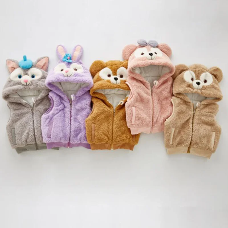 2018 autumn winter baby boys girls vest for children thick cotton warm rabbit veat cute hooded outwear children clothes (9)