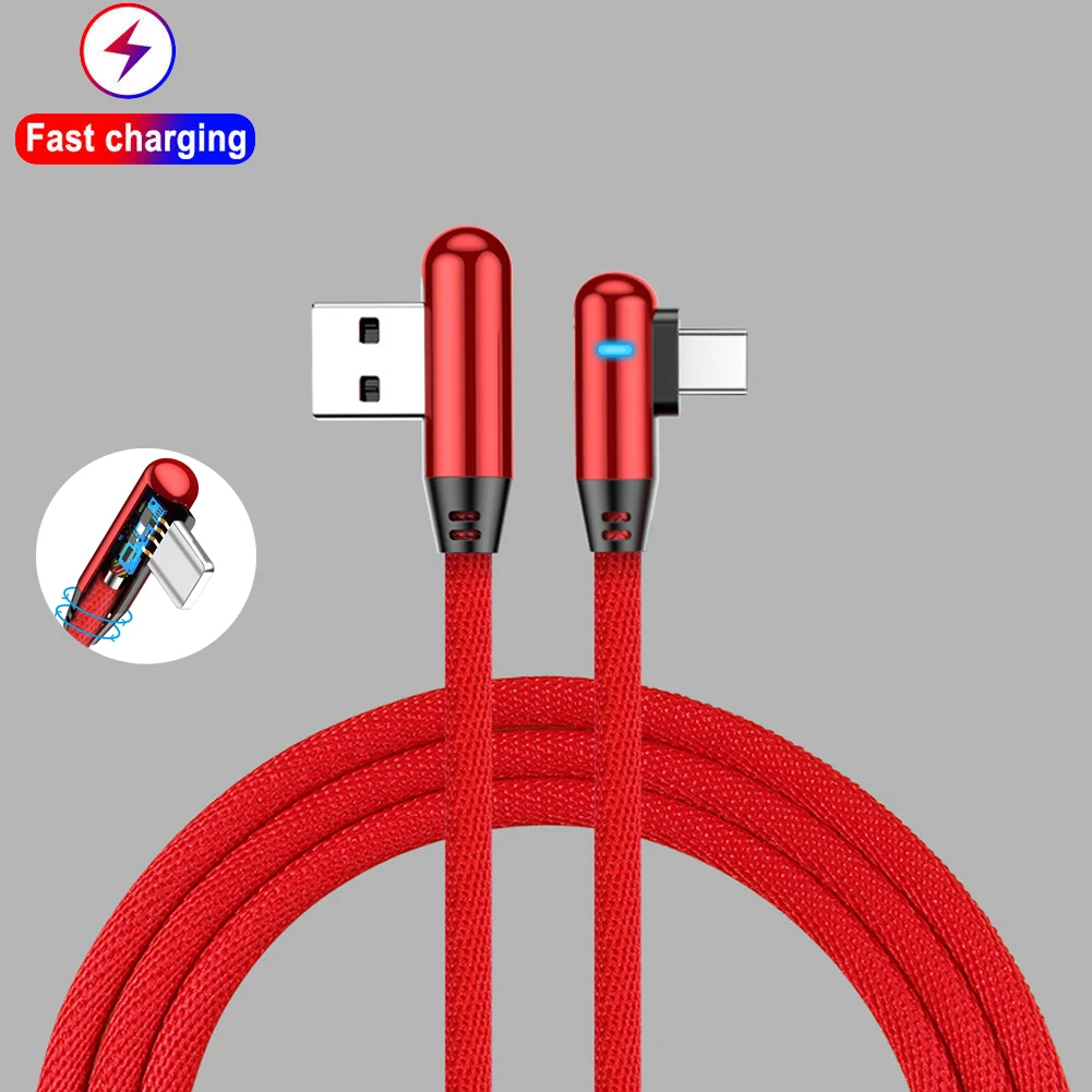 

2.4A Fast Charging Gaming LED Micro USB Data Cable Smart Data Sync Braided+Aluminum Alloy Head For Android Type C Samsung Huawei