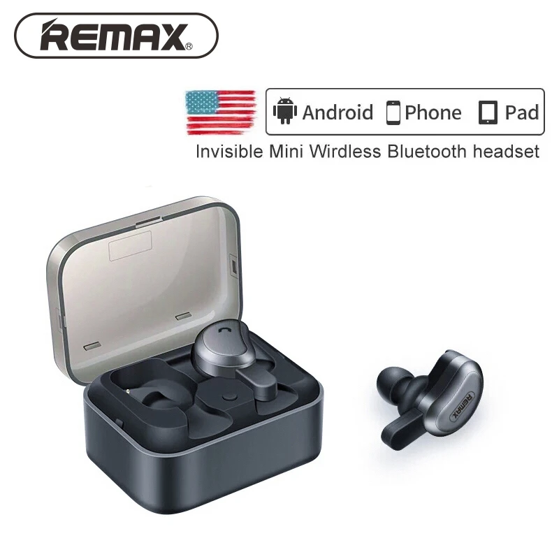 Remax bluetooth бинауральные наушники настоящие беспроводные стерео с мини зарядным