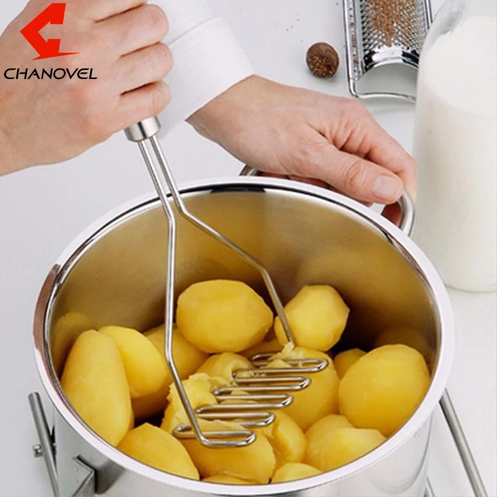 

CHANOVEL Kitchen Gadgets Stainless Steel Potato Mud Pressure Machine Potatoes Masher Ricer Fruit Vegetable Tools Accessories