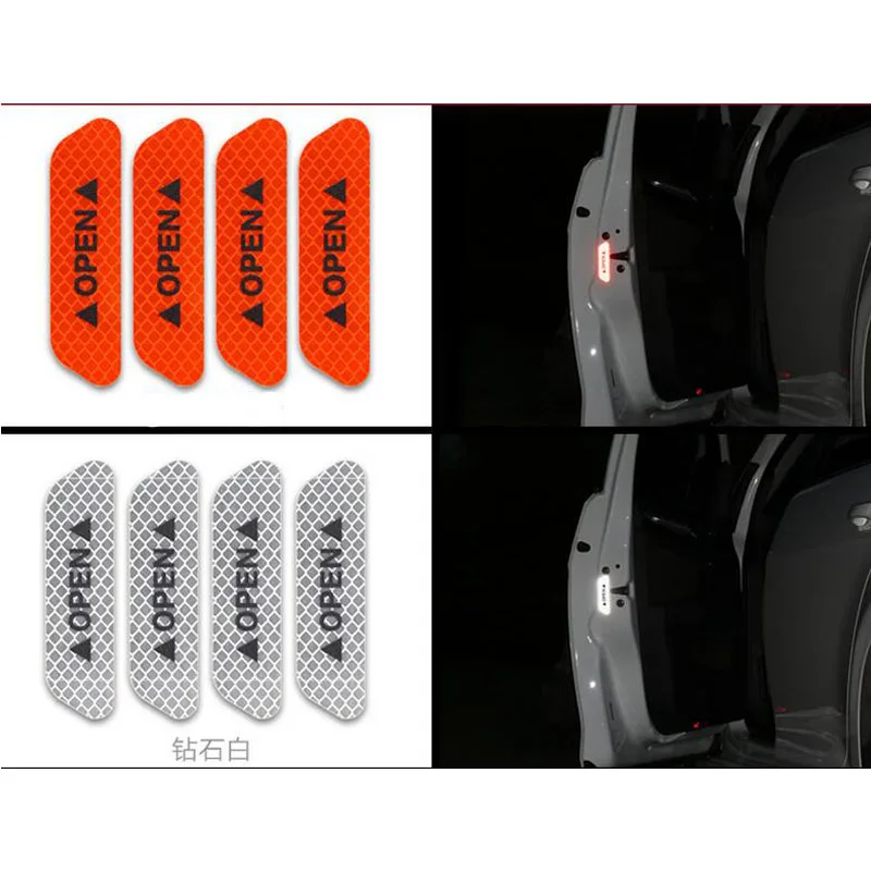 

4Pc / Set Auto Car Reflective Belt Warning Sign Reflective Car Door Open Safe Night Driving Lighting Auto Products Car Stickers