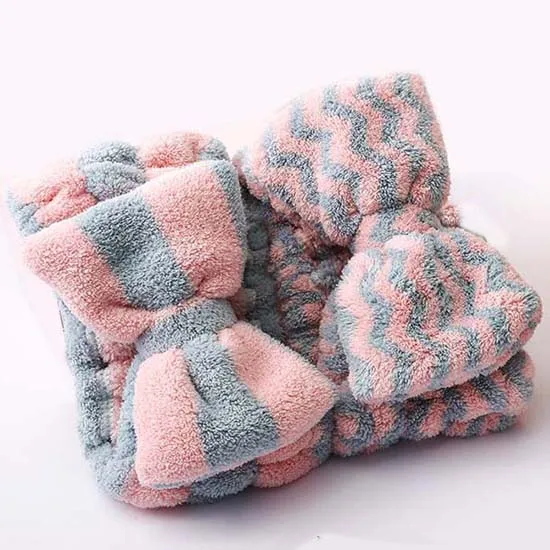 

bowknot Coral Fleece Headband For Wash Face Makeup Lady Bath Mask Cosmetic Hairband Elastic Soft Turban