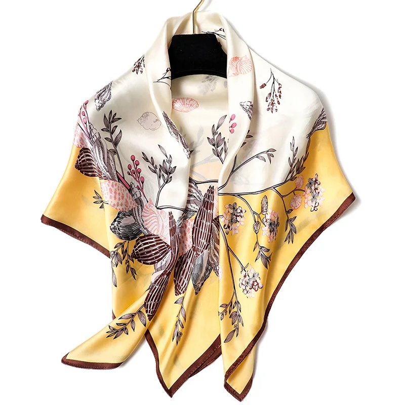 DANKEYISI дизайнерский шелковый шарф Женская Бандана Хиджаб Шарф Зимний Большой квадратный полотенце натуральный шелк женский платок женские шарфы - Цвет: 03