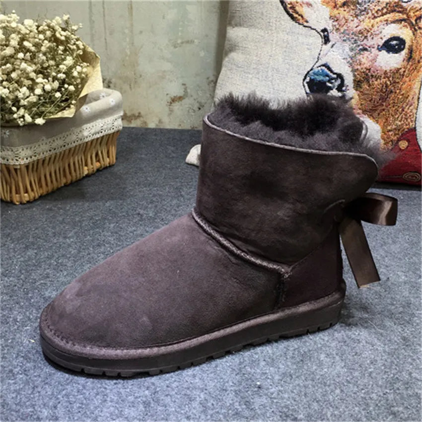 

grwg China Brand 100% Real Sheepskin Women's Winter Boots Genuine Sheepskin Woman Snow Boots Warm Wool Nice Ankle Boots