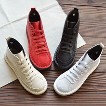 Японская женская обувь на плоской подошве с круглым носком и шнуровкой в стиле ретро; удобная повседневная обувь с мягкой подошвой; тонкие ботинки Mori girl