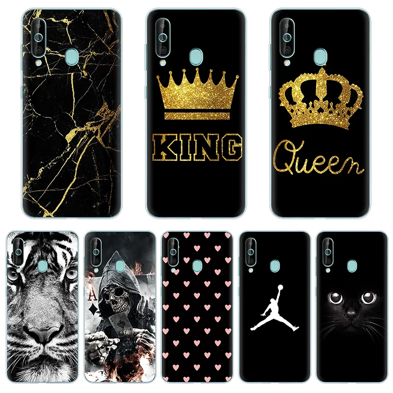 Clear Cat Jordan Marble King Queen Soft TPU Silicone Printing Cover Back Phone Case For Samsung Galaxy A60 Case 6.3\