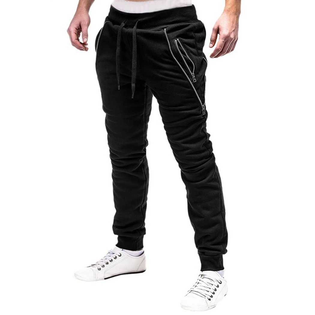 Модные хлопковые шаровары для мужчин Jogger большие размеры на молнии повседневные
