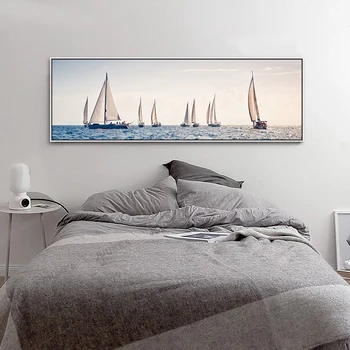 

Canvas Art Print Painting Poster, HD Photography Art Sailboat Sea Landscape, Horizontal Wall Picture For Living Room Home Decor