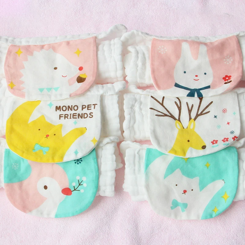 

1Pc Baby Sweat Towel Cotton Breathable 6 Layers Gauze Pad Sling Perspiration Wipes Reusable Cartoon Cute Print Baby Sweat Towel