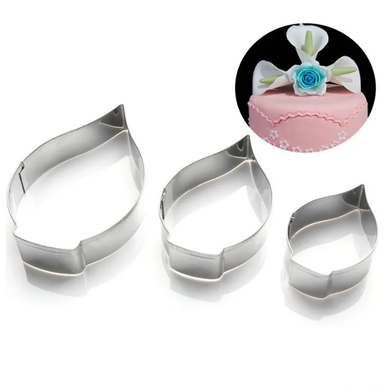 

3pcs/set Calla Lily Cookie Cutter 3D Sugarcraft Fondant Cake Pastry Biscuit Baking Mold DIY Cake Decorating Tools