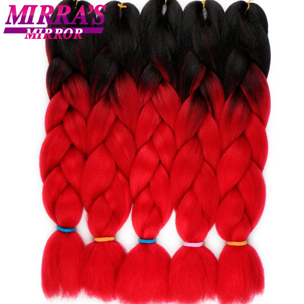 Mirra’s Mirror Crochet Jumbo Braid Hair Ombre Braiding Hair Extensions Colored Synthetic Braids Blue Hair 24inches Two Tone