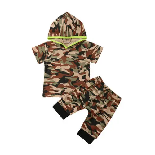 Toddler Baby Boy Kids Clothing Set Camo Hooded Tops T shirts Short ...