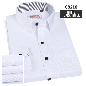 

AOLIWEN 2018 Brand Men's Shirt Long Sleeve New Business Casual Shirt Twill Pure White Cotton & Polyester sizeM-7XL