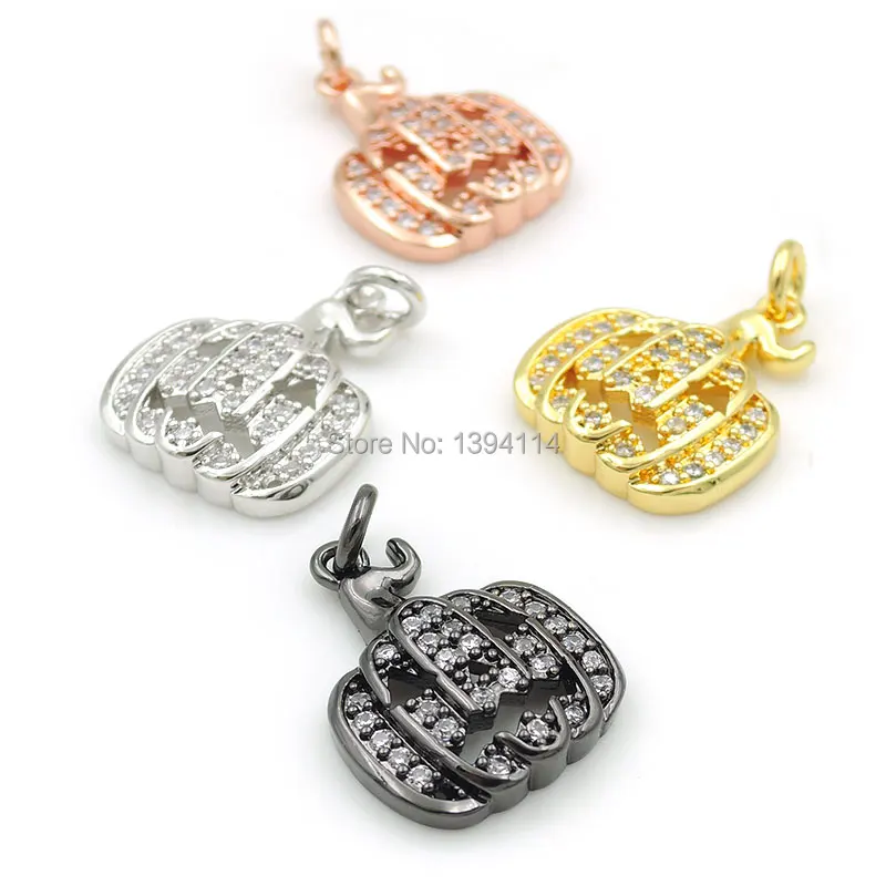 18*15*4mm Micro Pave Clear CZ Pumpkin Ghost Charms Fit For Making DIY Bracelets Or Necklaces Jewelry | Украшения и аксессуары