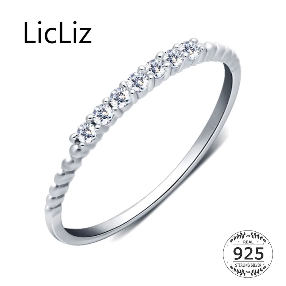 

LicLiz 2019 New 925 Sterling Silver Round Clear CZ Crystal Rings for Women White Gold Zircons Jewelry Simple Design Rings LR0738